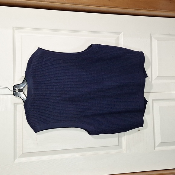 Orvis 100% Shetland wool vest - metal buttons - L - navy blue - Picture 2 of 8